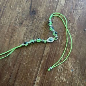 New Evil Eye Bracelet green crystal face tie